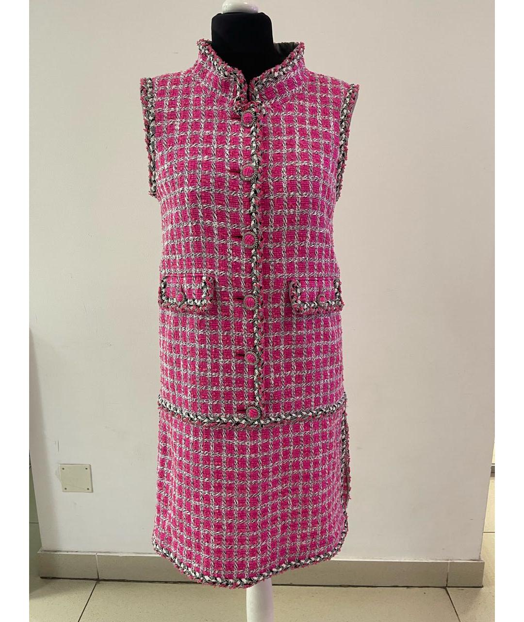 CHANEL Фуксия хлопковое коктейльное платье, фото 5