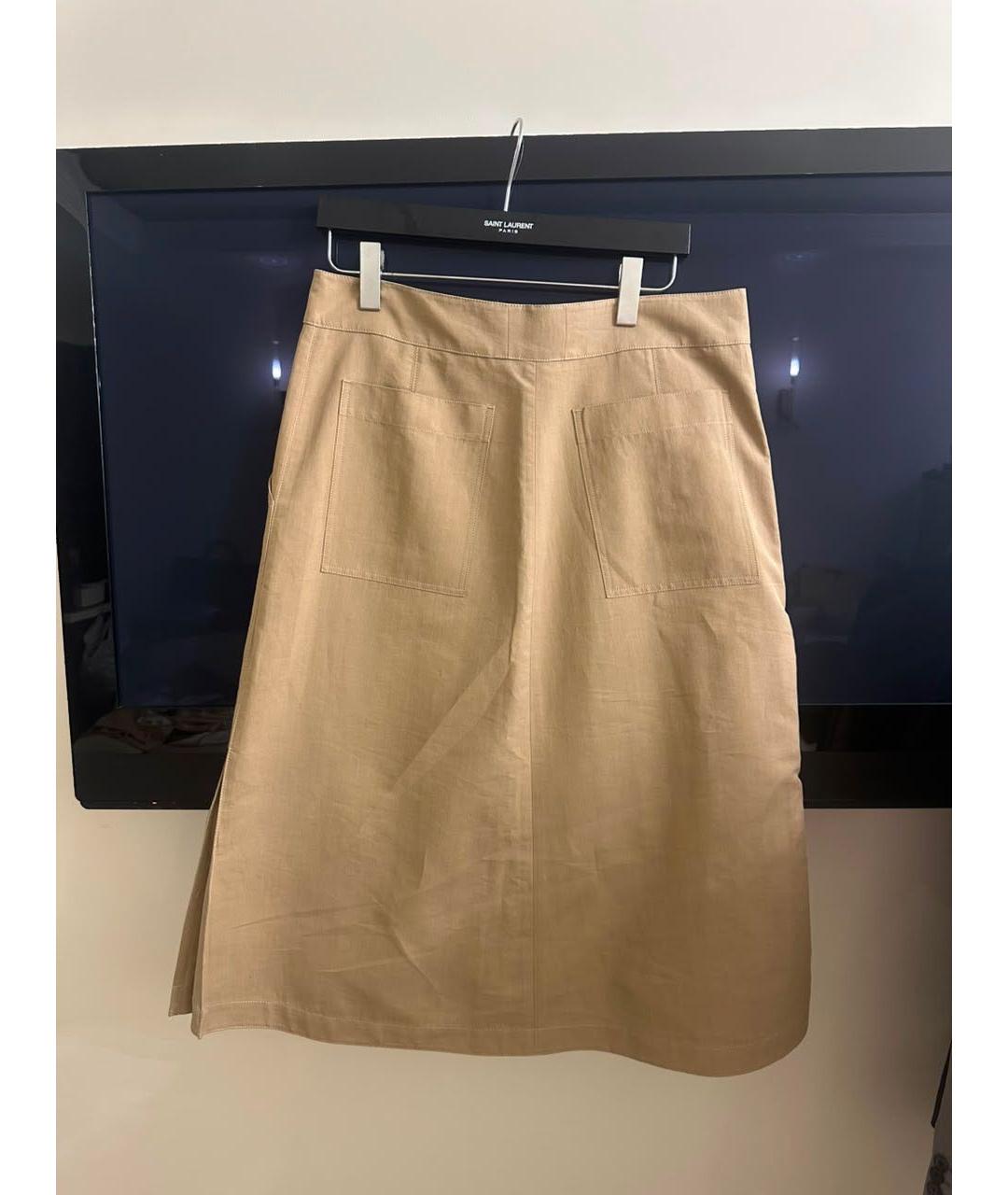 BURBERRY Бежевая хлопковая юбка миди, фото 4