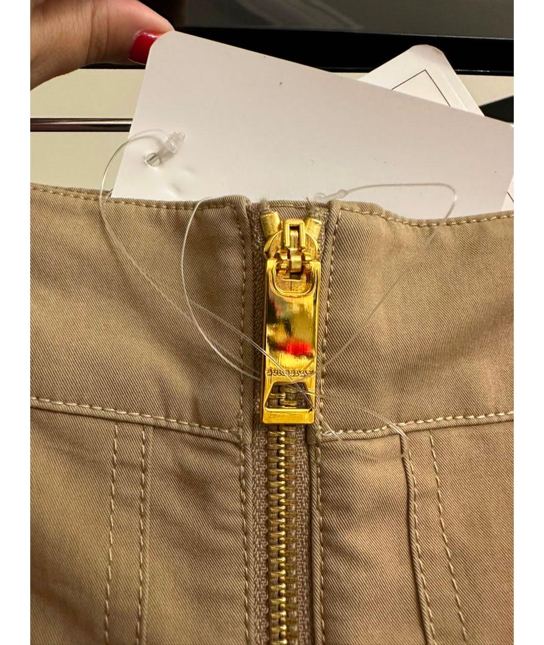 BURBERRY Бежевая хлопковая юбка миди, фото 3
