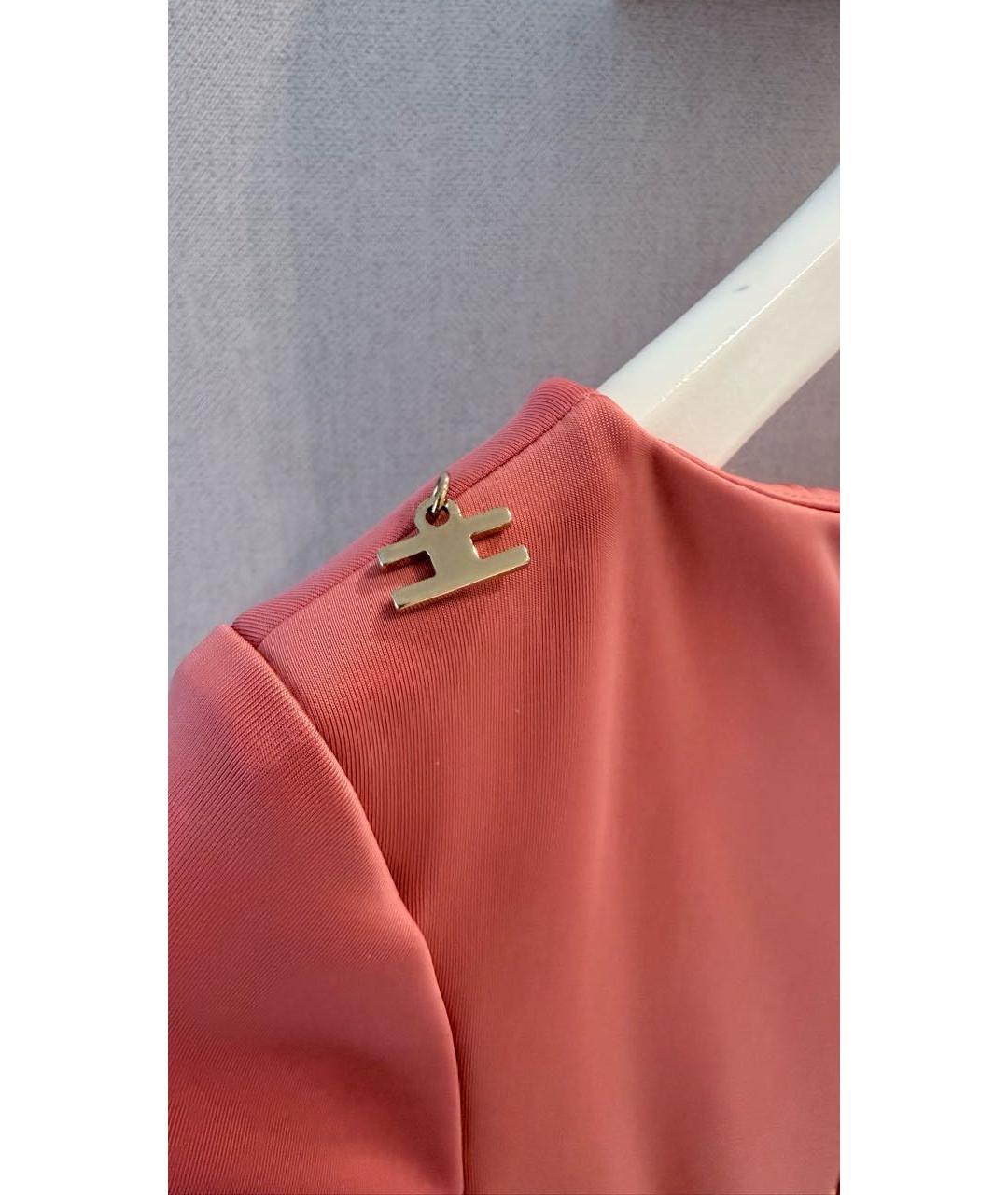 ELISABETTA FRANCHI Коралловое атласное коктейльное платье, фото 5