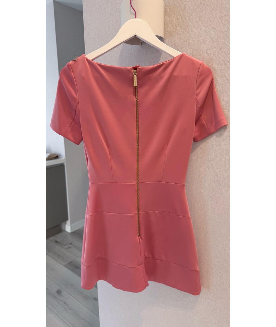 ELISABETTA FRANCHI Коралловое атласное коктейльное платье, фото 2