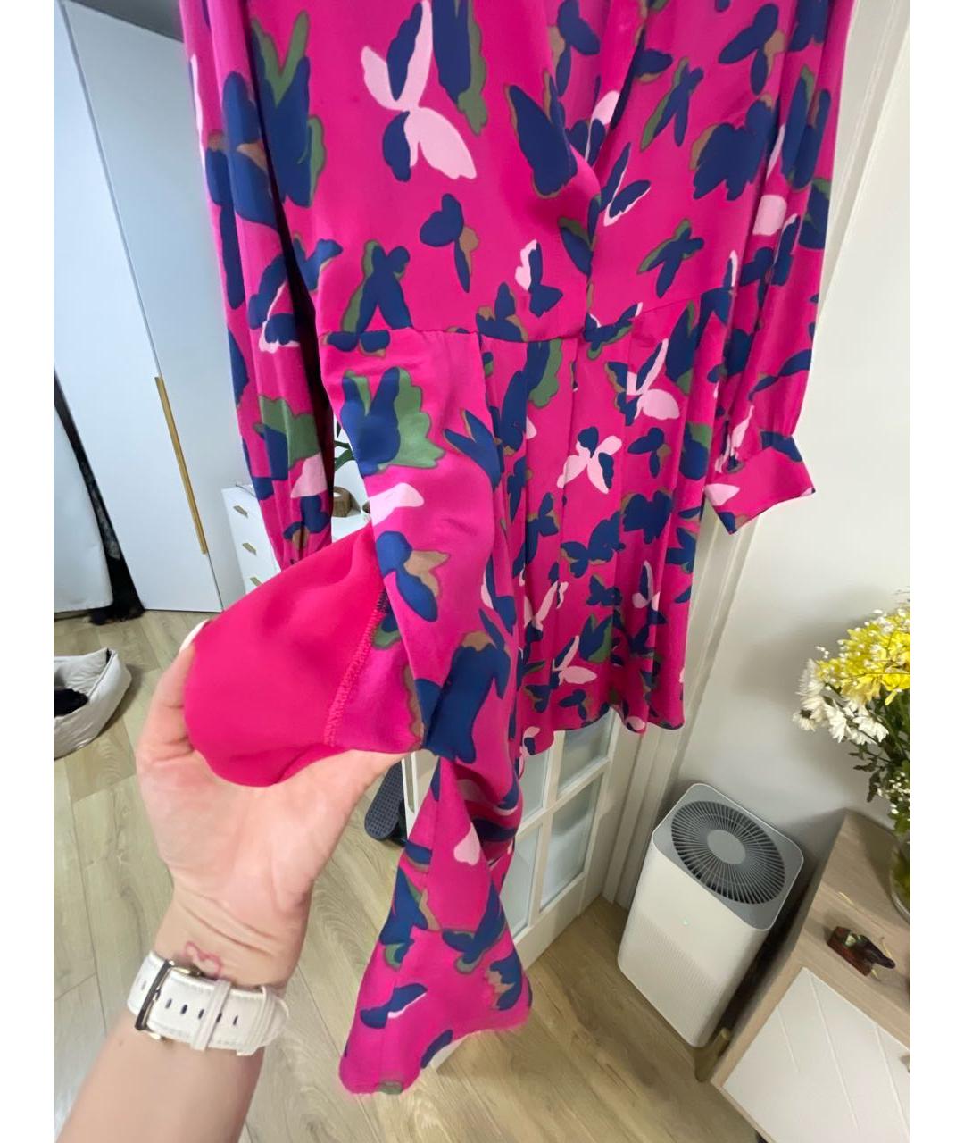 WEEKEND MAX MARA Фуксия шелковое коктейльное платье, фото 5
