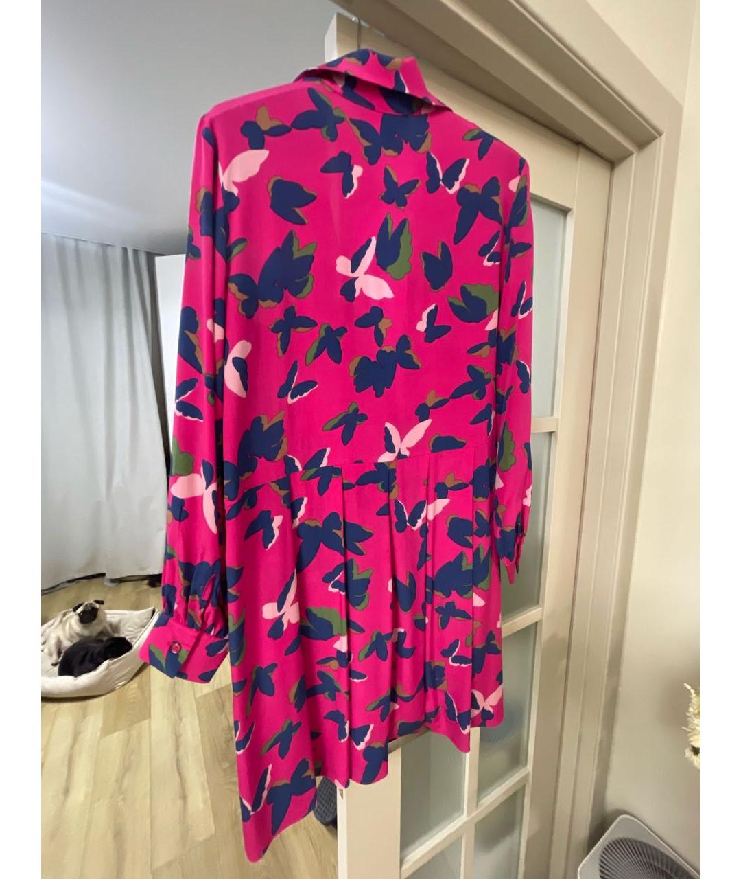 WEEKEND MAX MARA Фуксия шелковое коктейльное платье, фото 2