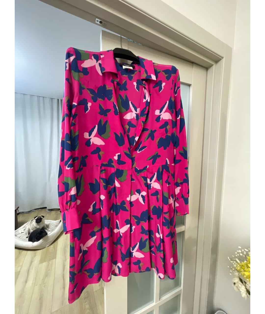 WEEKEND MAX MARA Фуксия шелковое коктейльное платье, фото 6