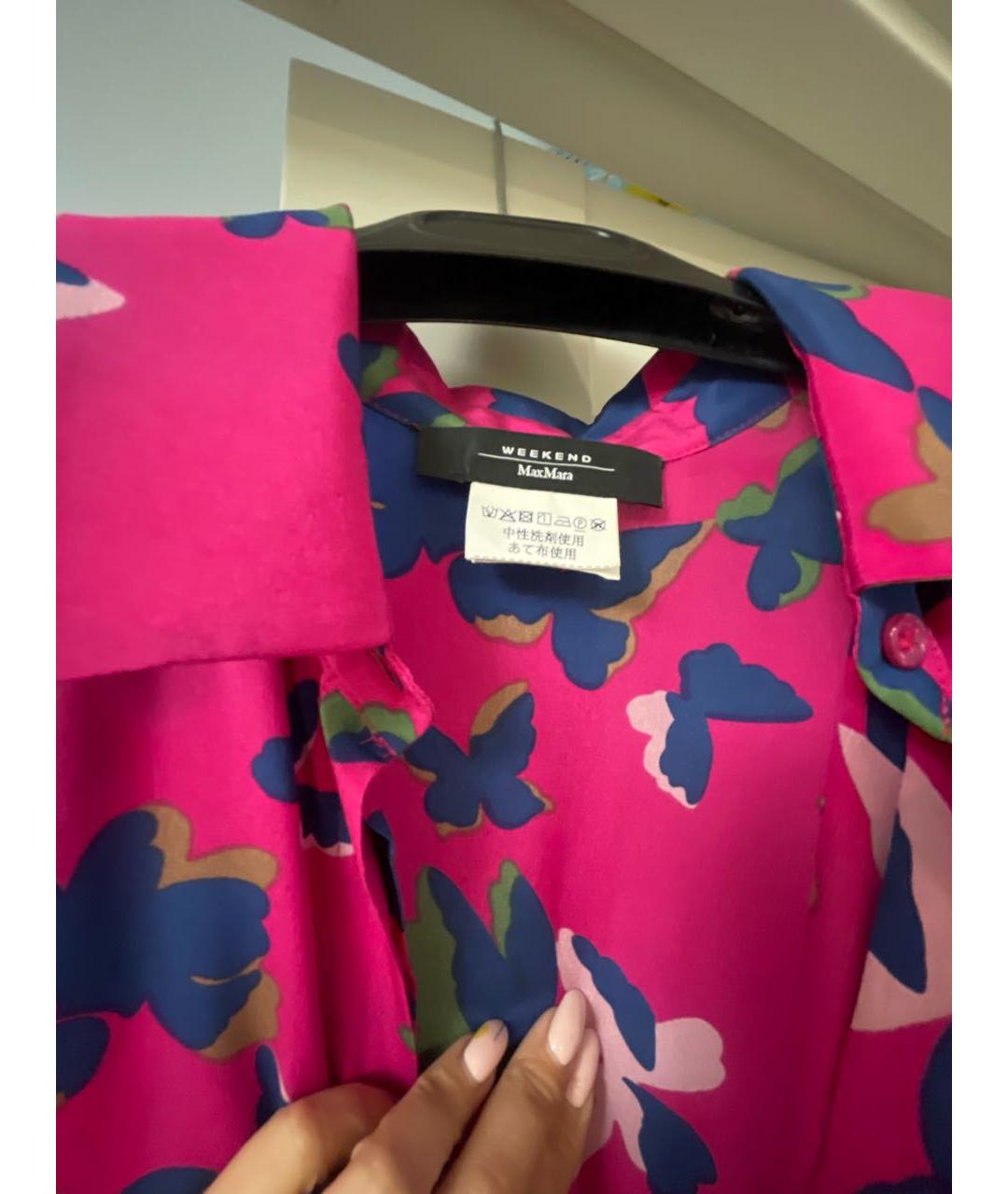 WEEKEND MAX MARA Фуксия шелковое коктейльное платье, фото 3