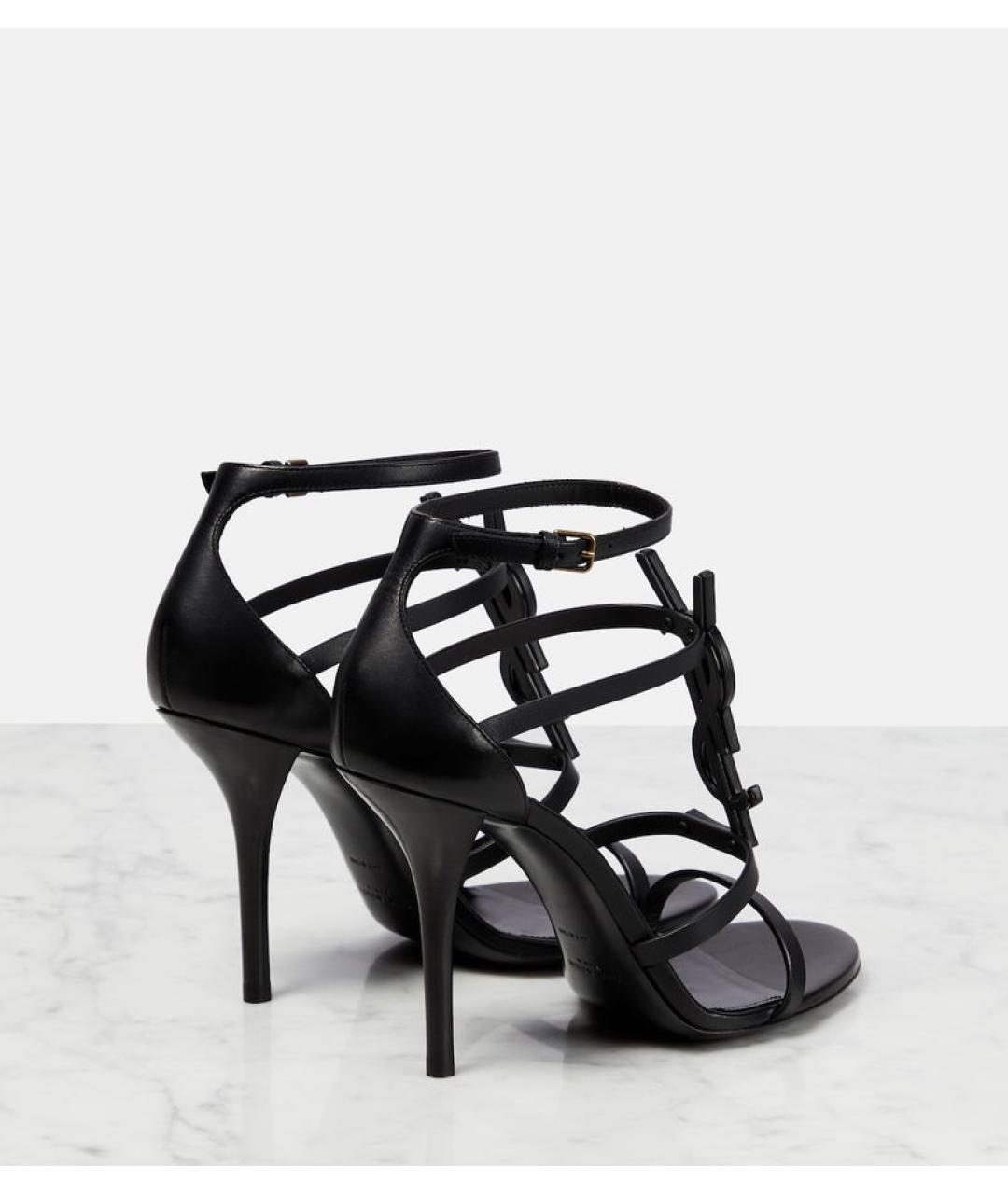 SAINT LAURENT Черные кожаные босоножки, фото 9