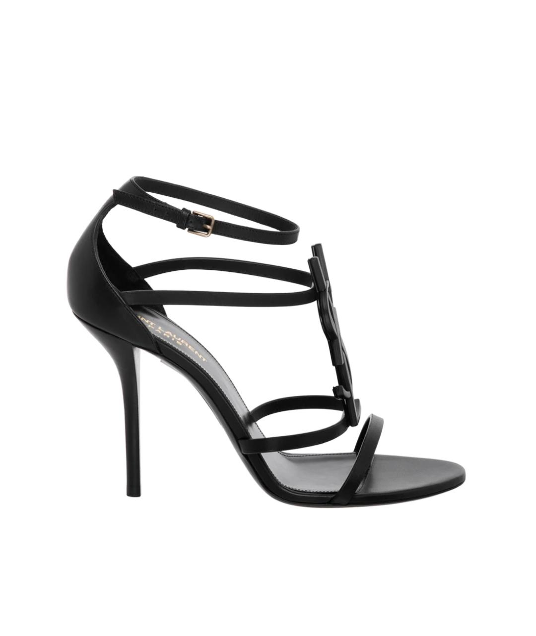 SAINT LAURENT Черные кожаные босоножки, фото 1