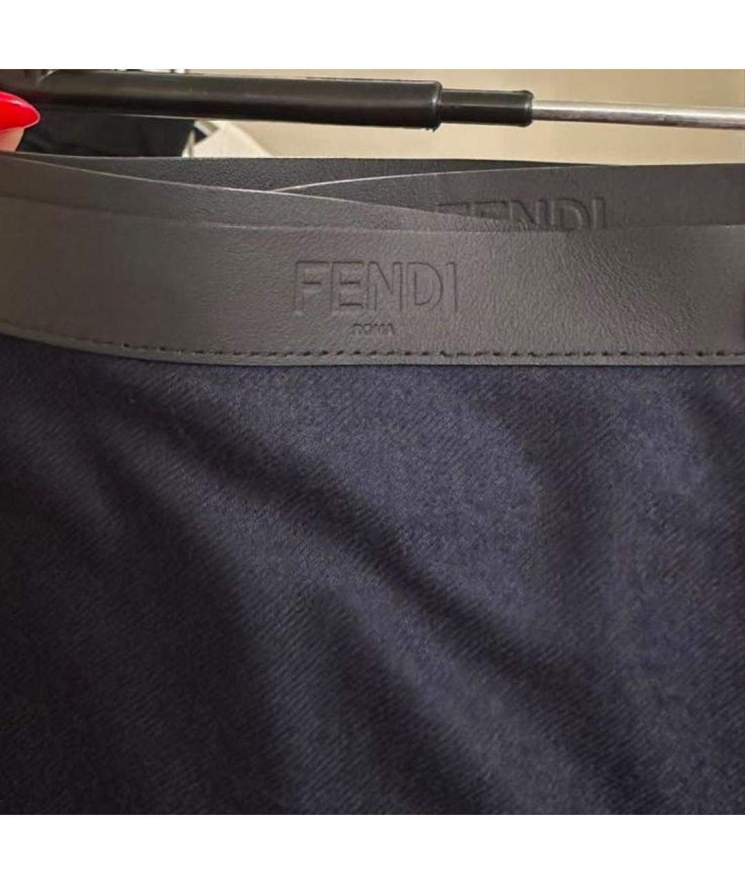 FENDI Синяя шерстяная юбка миди, фото 3