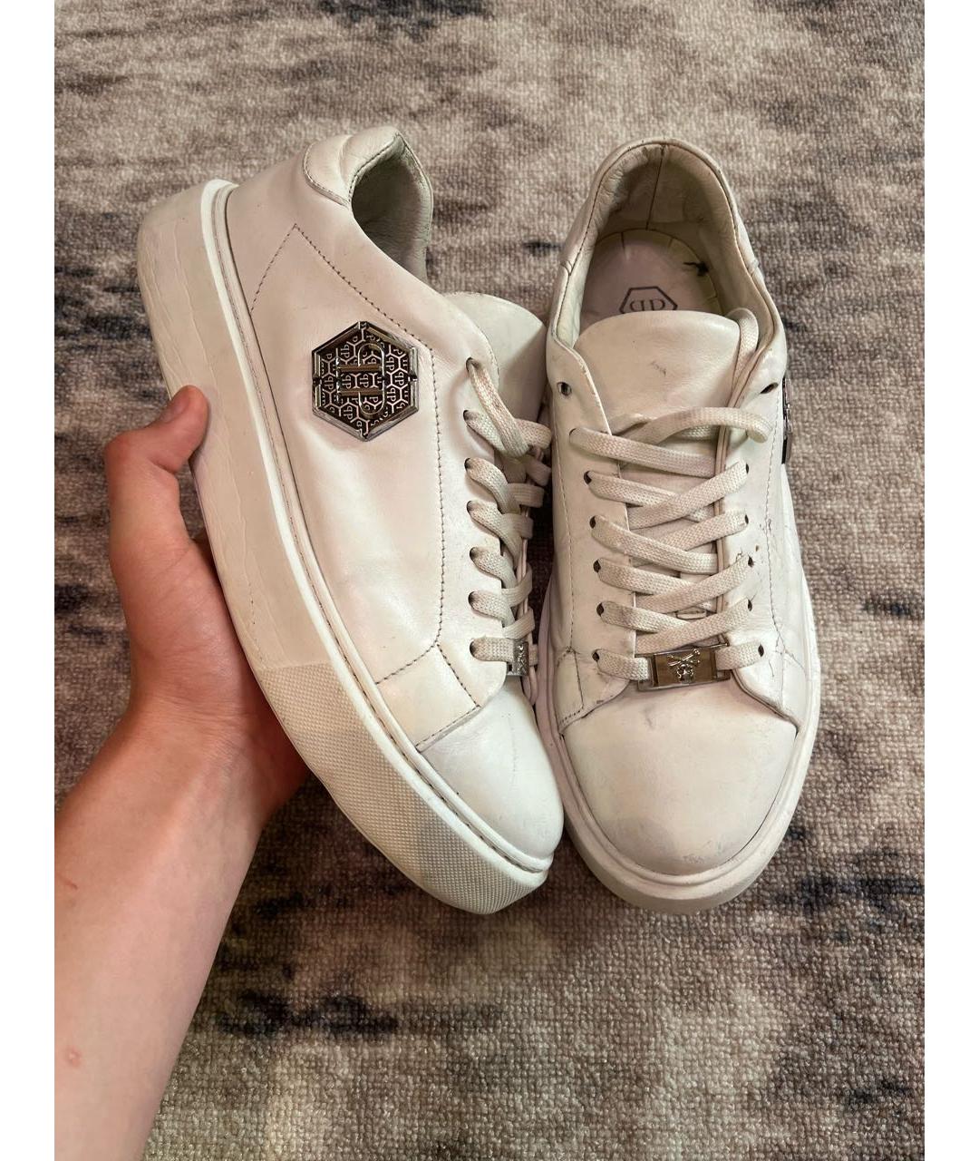 PHILIPP PLEIN Белые высокие кроссовки / кеды из искусственной кожи, фото 2