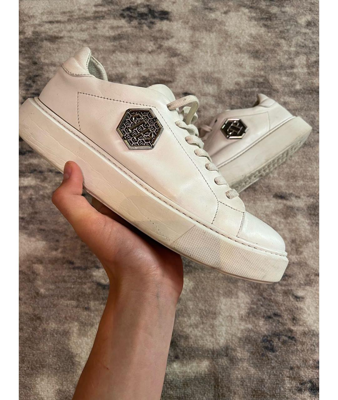 PHILIPP PLEIN Белые высокие кроссовки / кеды из искусственной кожи, фото 9