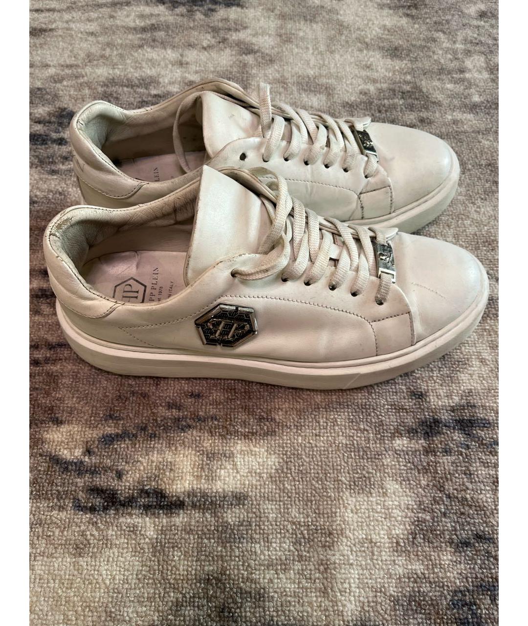 PHILIPP PLEIN Белые высокие кроссовки / кеды из искусственной кожи, фото 4