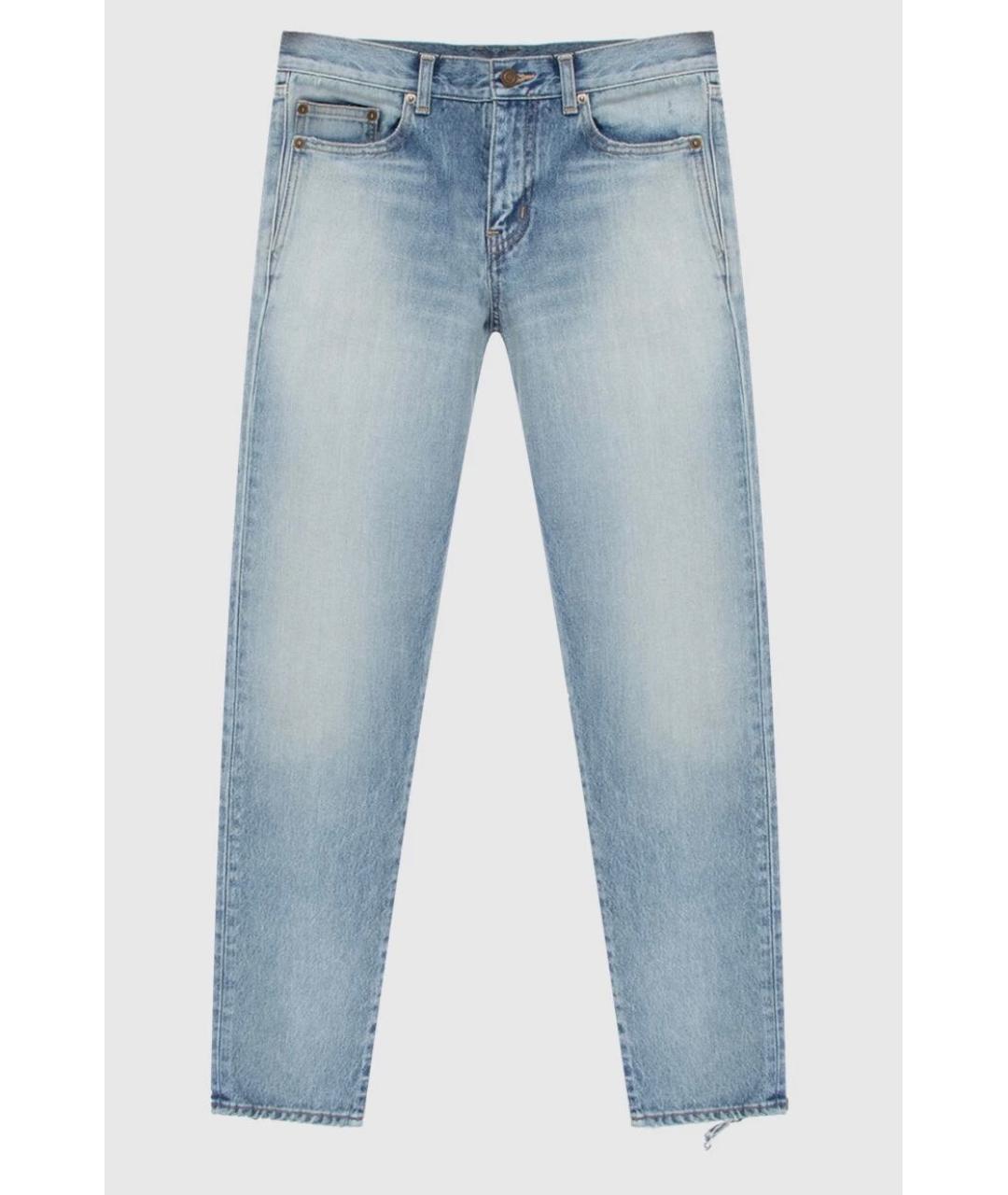 SAINT LAURENT Синие хлопковые прямые джинсы, фото 6
