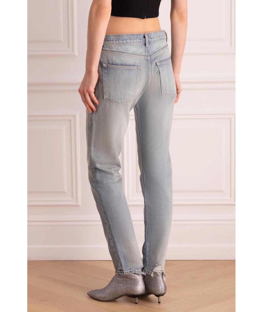 SAINT LAURENT Синие хлопковые прямые джинсы, фото 3