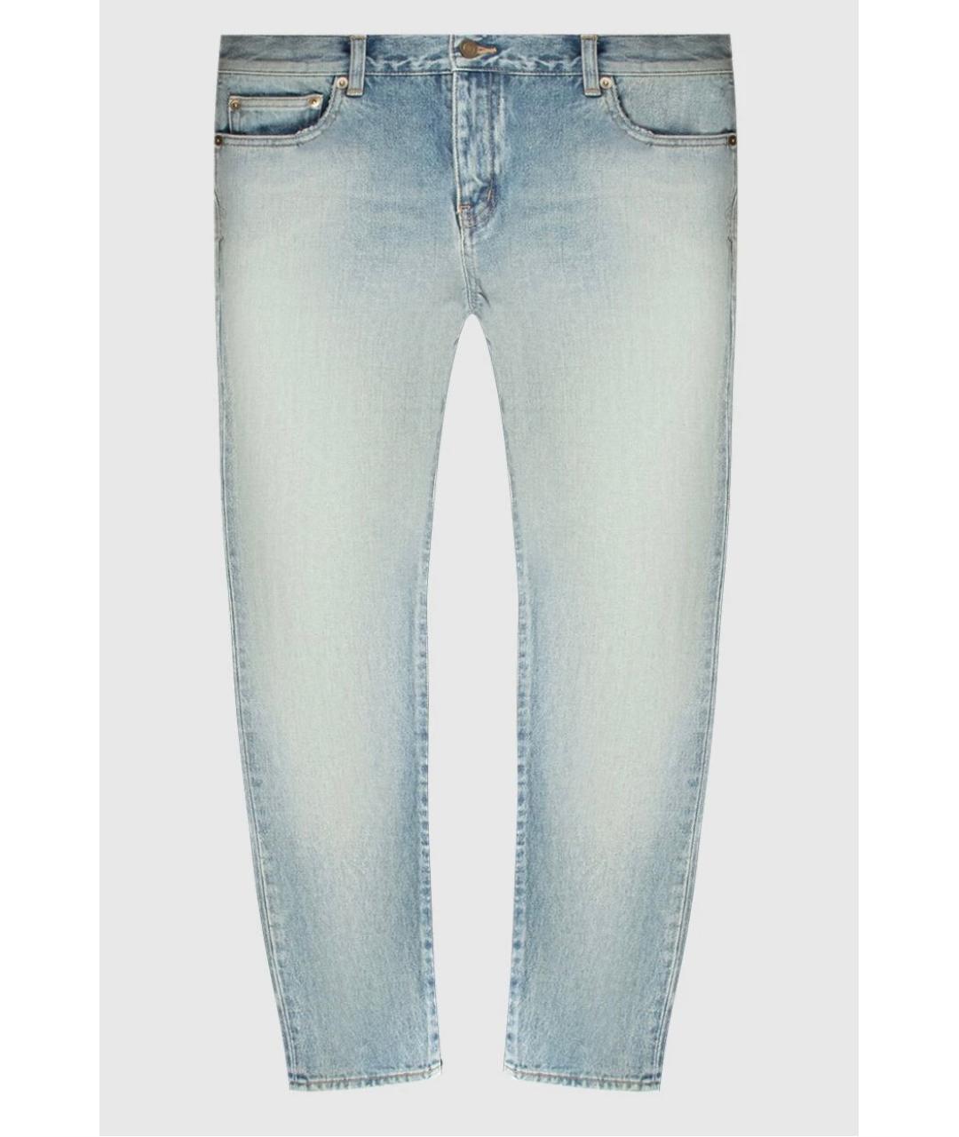 SAINT LAURENT Синие хлопковые прямые джинсы, фото 6