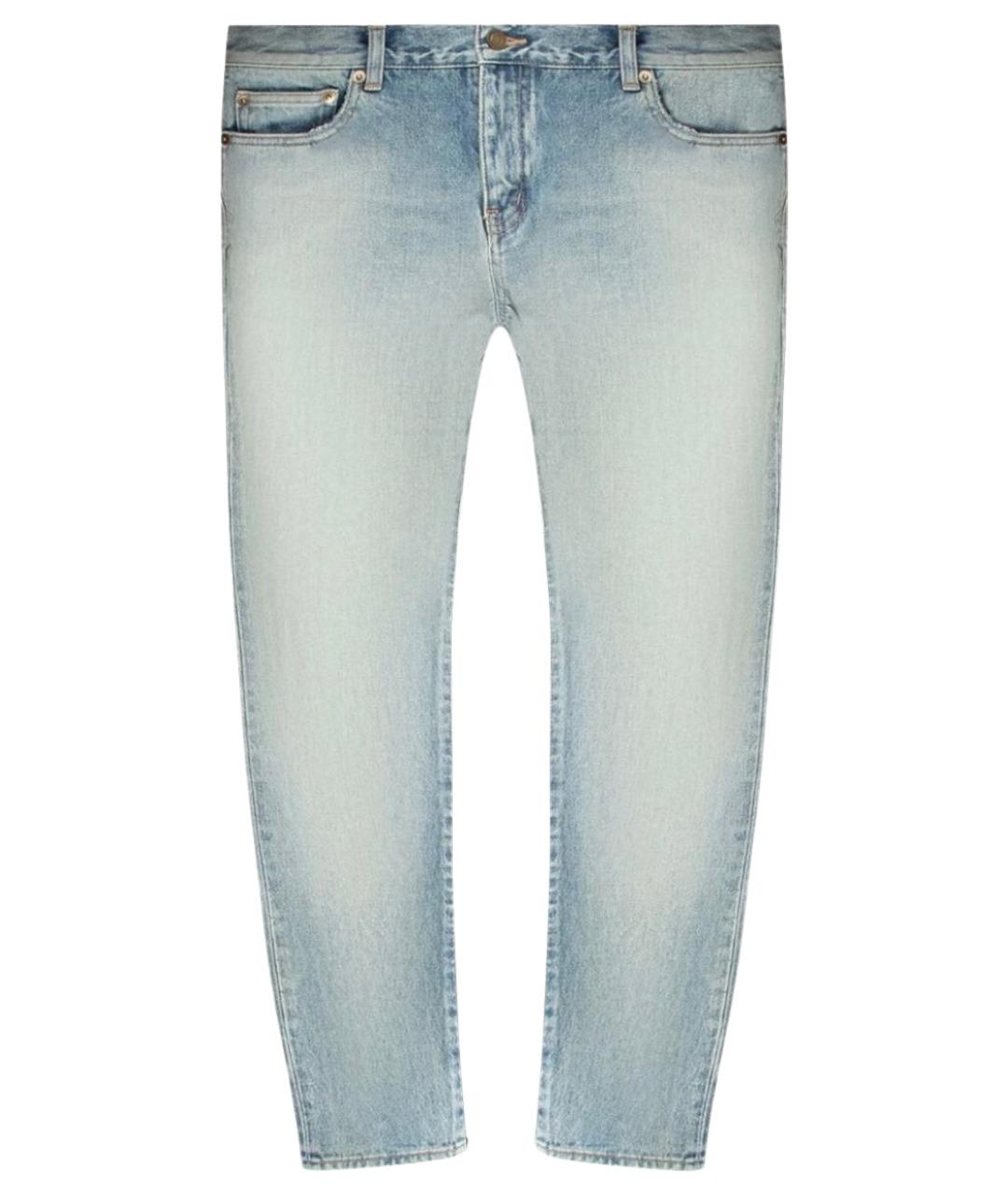 SAINT LAURENT Синие хлопковые прямые джинсы, фото 1