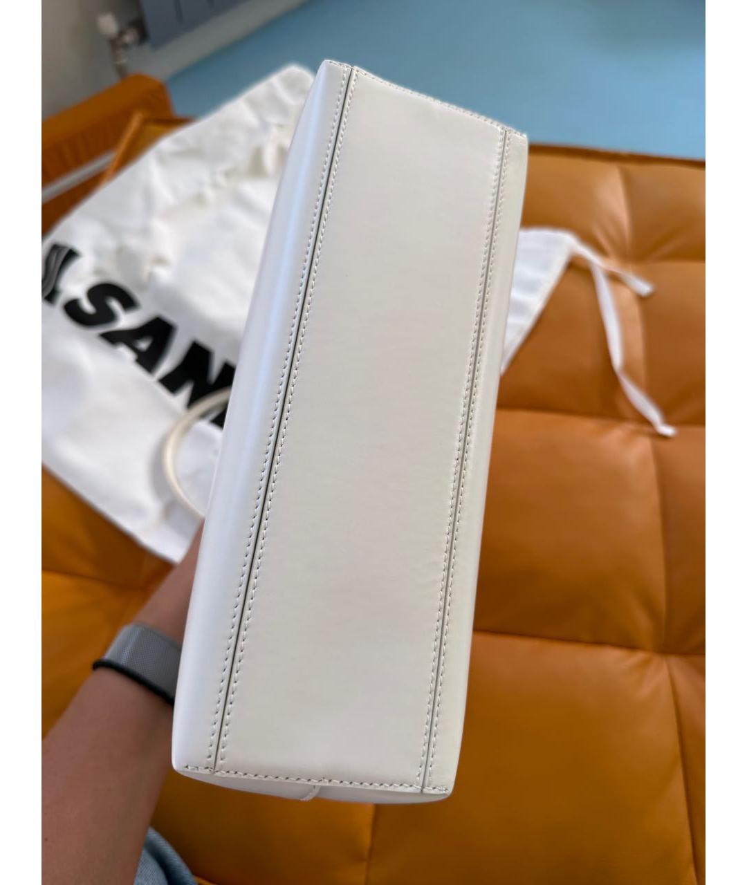 JIL SANDER Белая кожаная сумка с короткими ручками, фото 7