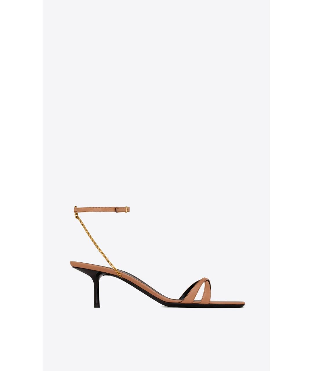 SAINT LAURENT Белые кожаные босоножки, фото 5