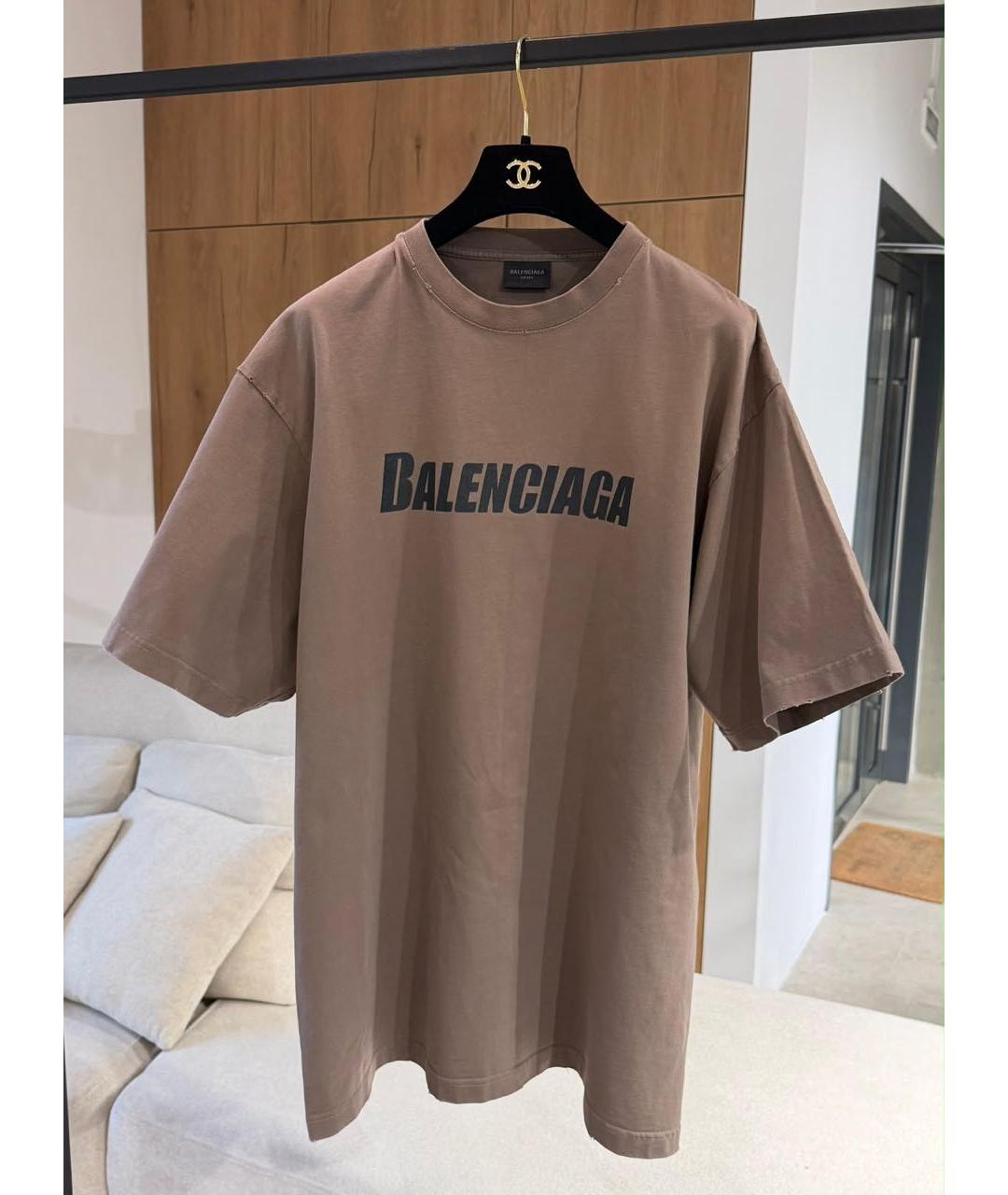 BALENCIAGA Коричневая футболка, фото 4