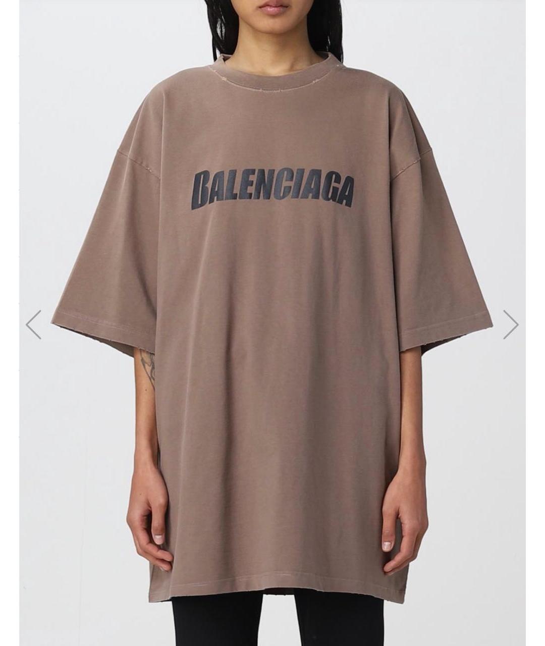 BALENCIAGA Коричневая футболка, фото 2