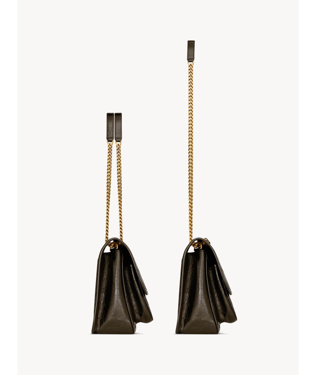 SAINT LAURENT Коричневая кожаная сумка через плечо, фото 4