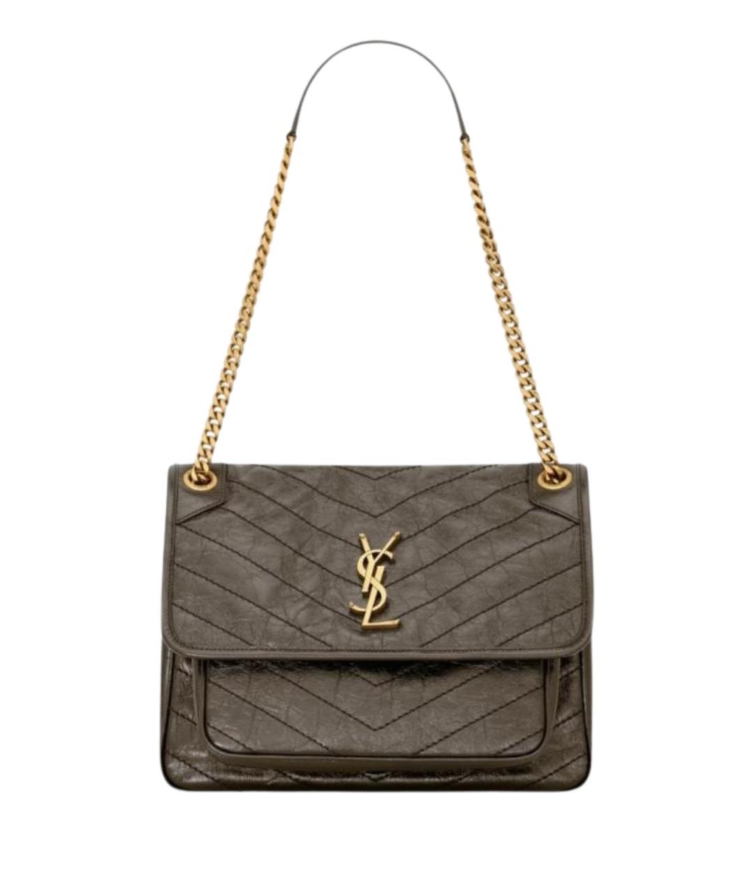 SAINT LAURENT Коричневая кожаная сумка через плечо, фото 1