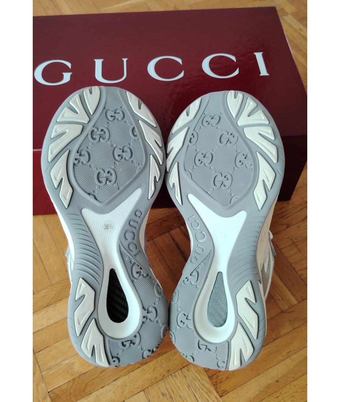 GUCCI Белые текстильные кроссовки, фото 5
