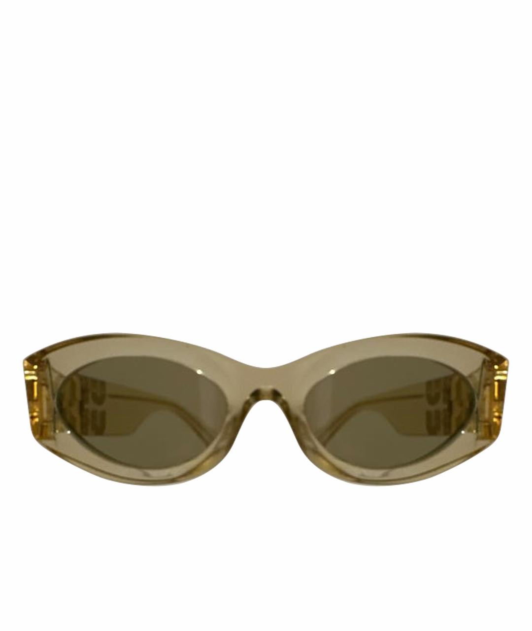 MIU MIU Золотые пластиковые солнцезащитные очки, фото 1