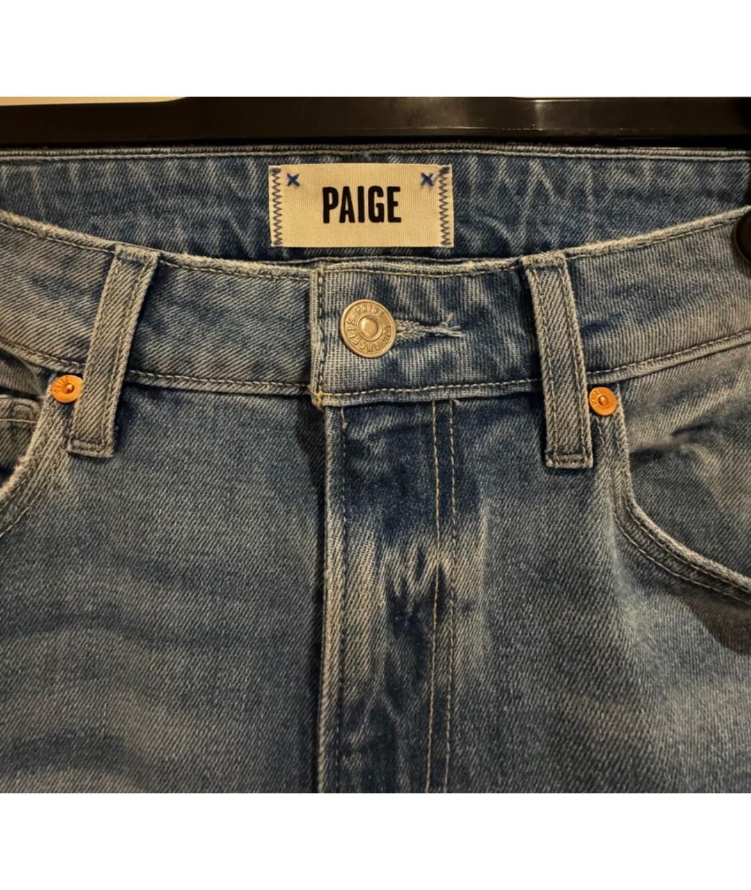 PAIGE Голубые хлопко-эластановые прямые джинсы, фото 3