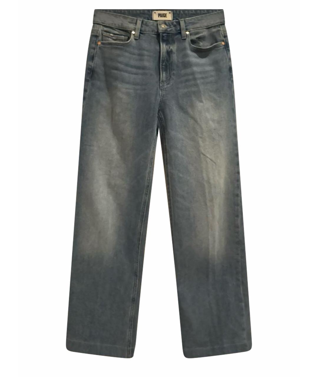 PAIGE Голубые хлопко-эластановые прямые джинсы, фото 1