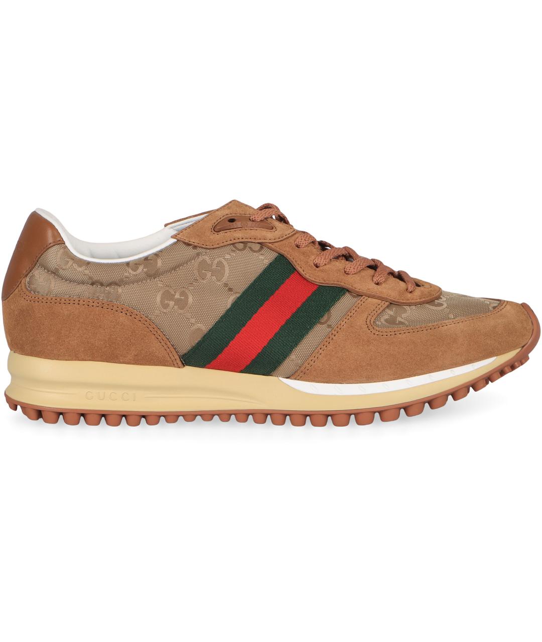GUCCI Коричневые замшевые низкие кроссовки / кеды, фото 2