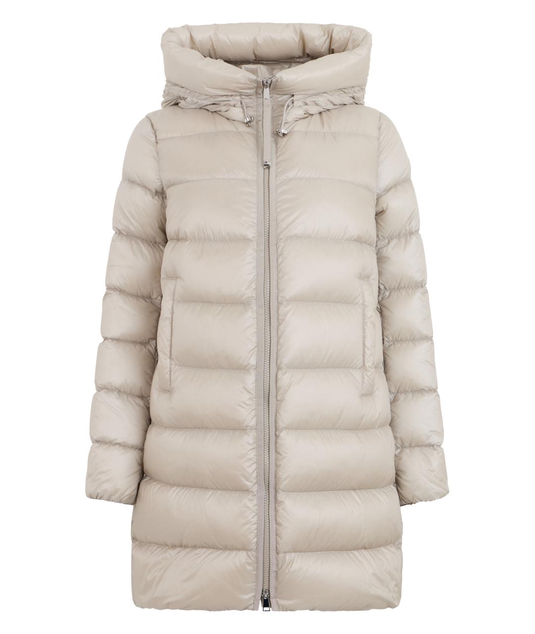 MONCLER Бежевый полиамидовый пуховик, фото 1