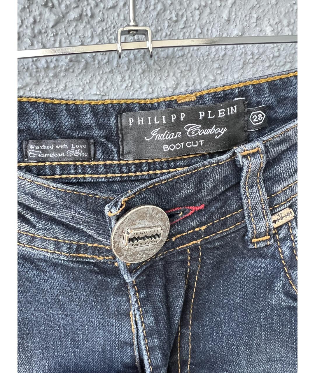 PHILIPP PLEIN Синие хлопковые прямые джинсы, фото 5