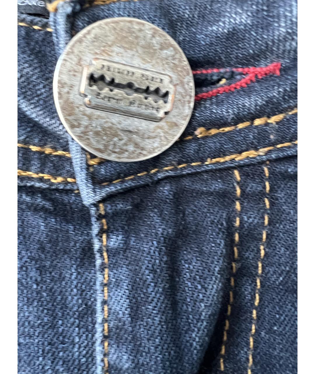PHILIPP PLEIN Синие хлопковые прямые джинсы, фото 4