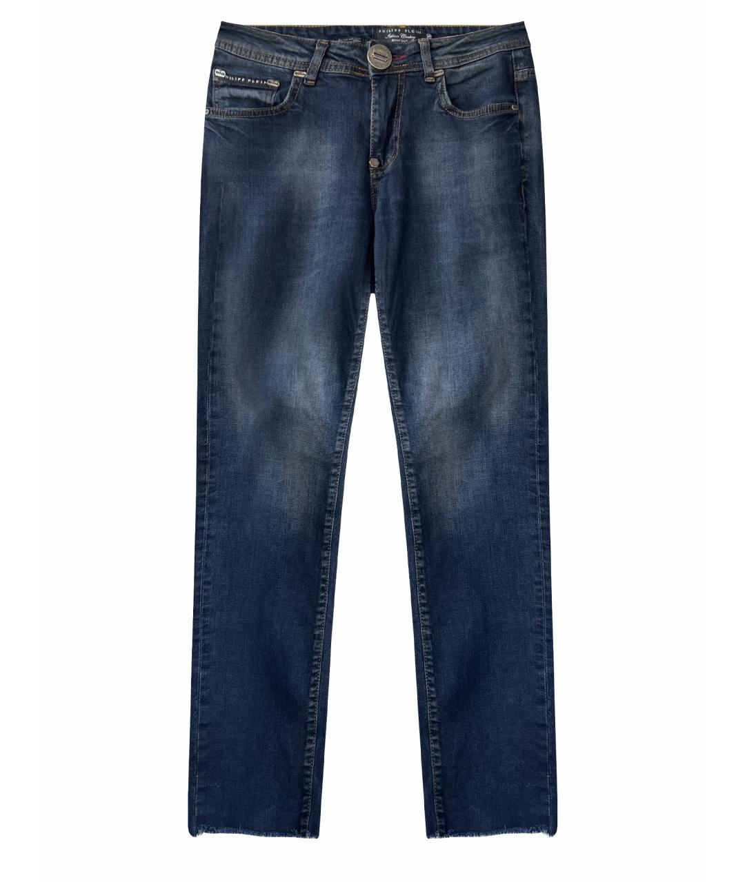 PHILIPP PLEIN Синие хлопковые прямые джинсы, фото 1
