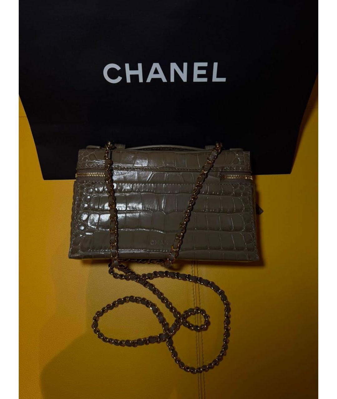 CHANEL Серая кожаная сумка через плечо, фото 3