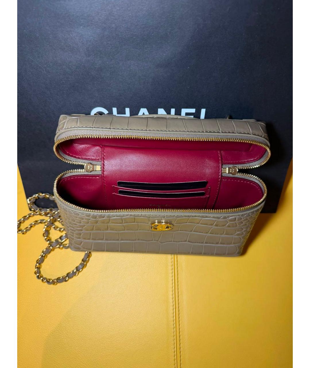 CHANEL Серая кожаная сумка через плечо, фото 4