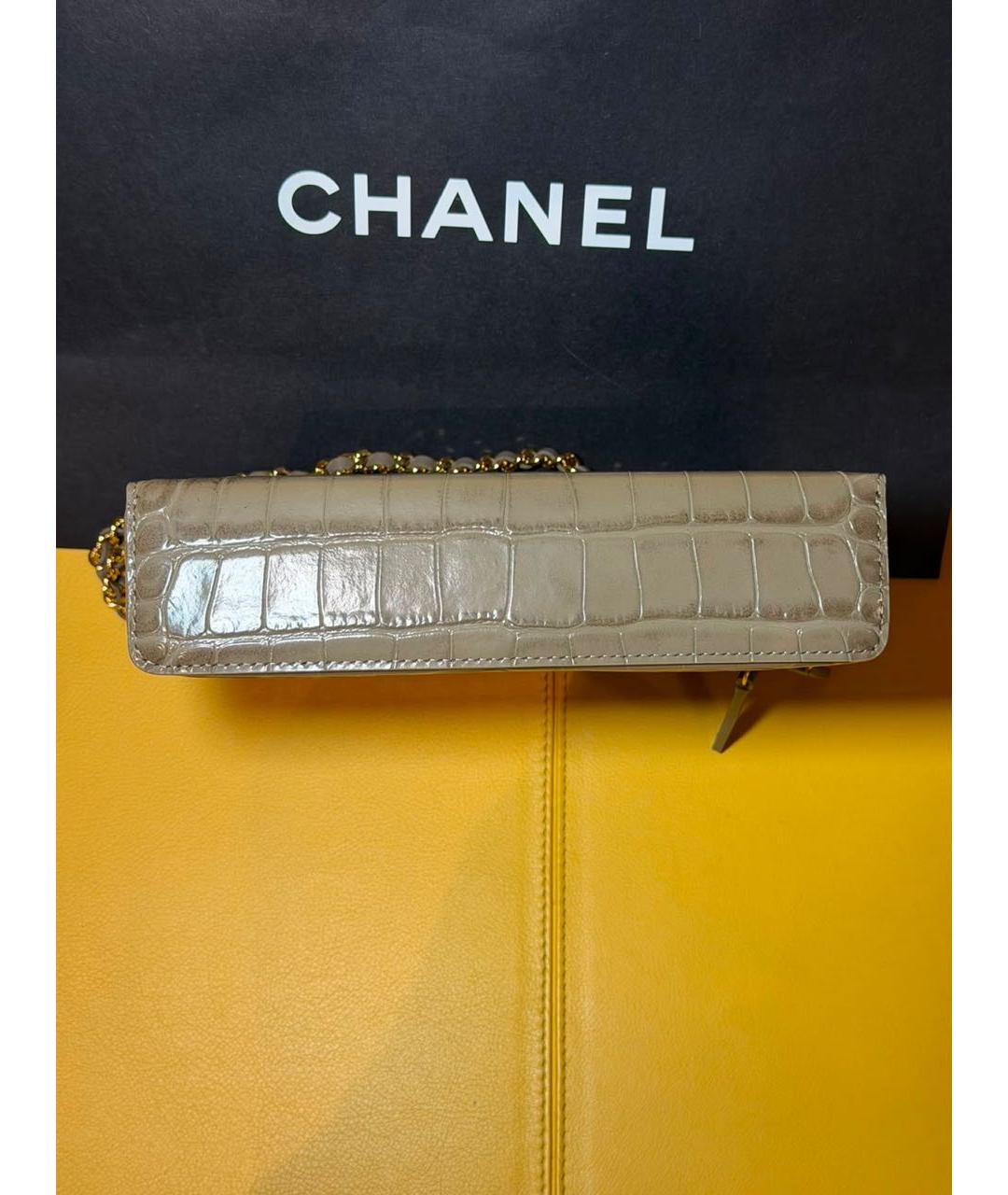CHANEL Серая кожаная сумка через плечо, фото 5