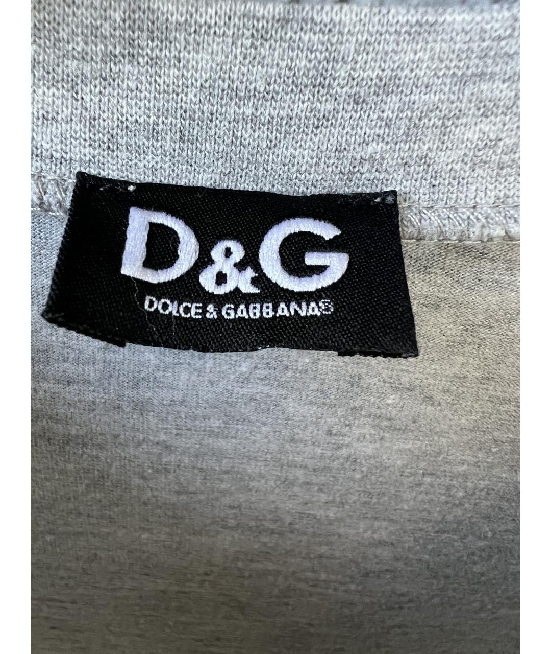 DOLCE&GABBANA Серая хлопковая футболка, фото 3