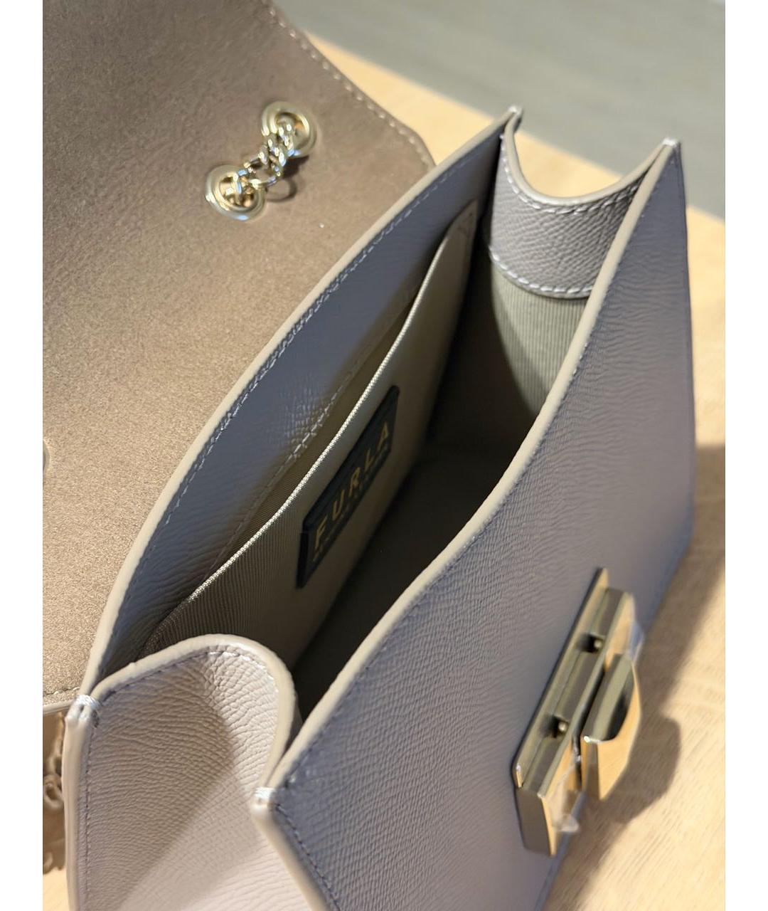 FURLA Бежевая кожаная сумка через плечо, фото 4