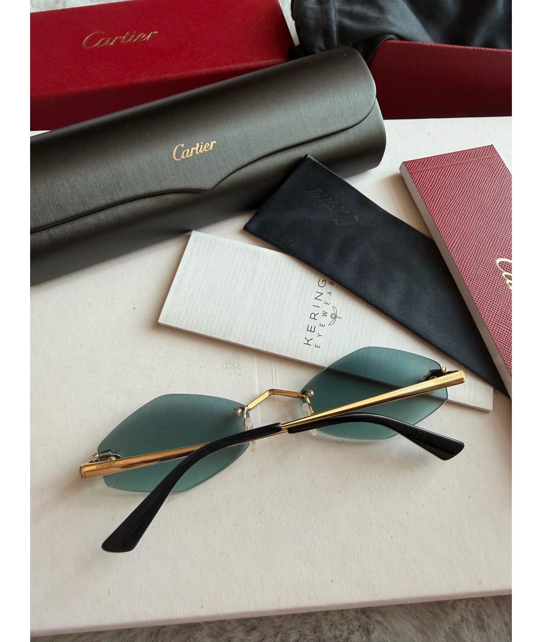 CARTIER Золотые металлические солнцезащитные очки, фото 7