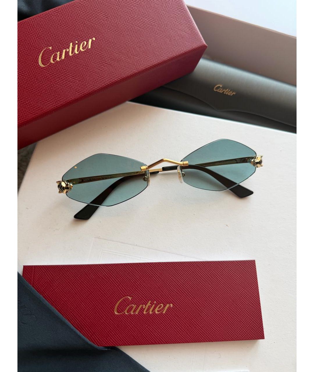 CARTIER Золотые металлические солнцезащитные очки, фото 4