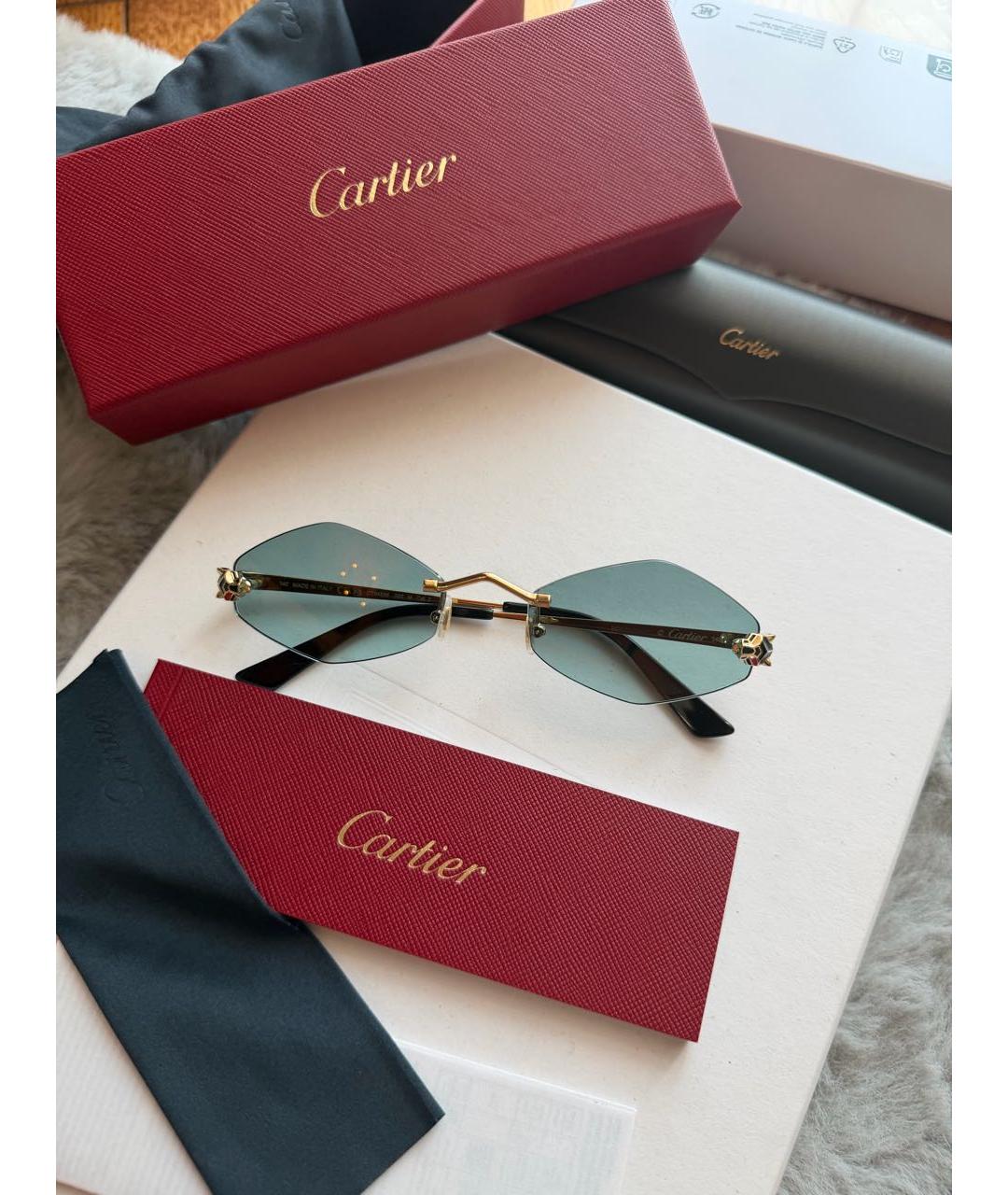 CARTIER Золотые металлические солнцезащитные очки, фото 3