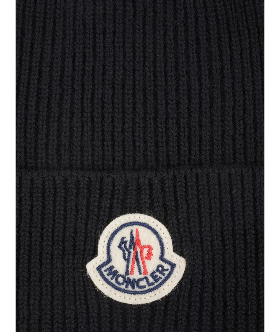 MONCLER Черная шерстяная шапка, фото 4