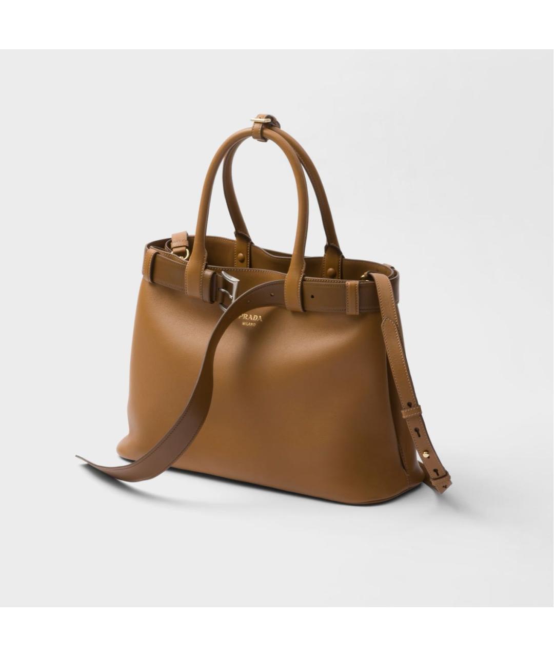 PRADA Коричневая кожаная сумка тоут, фото 3