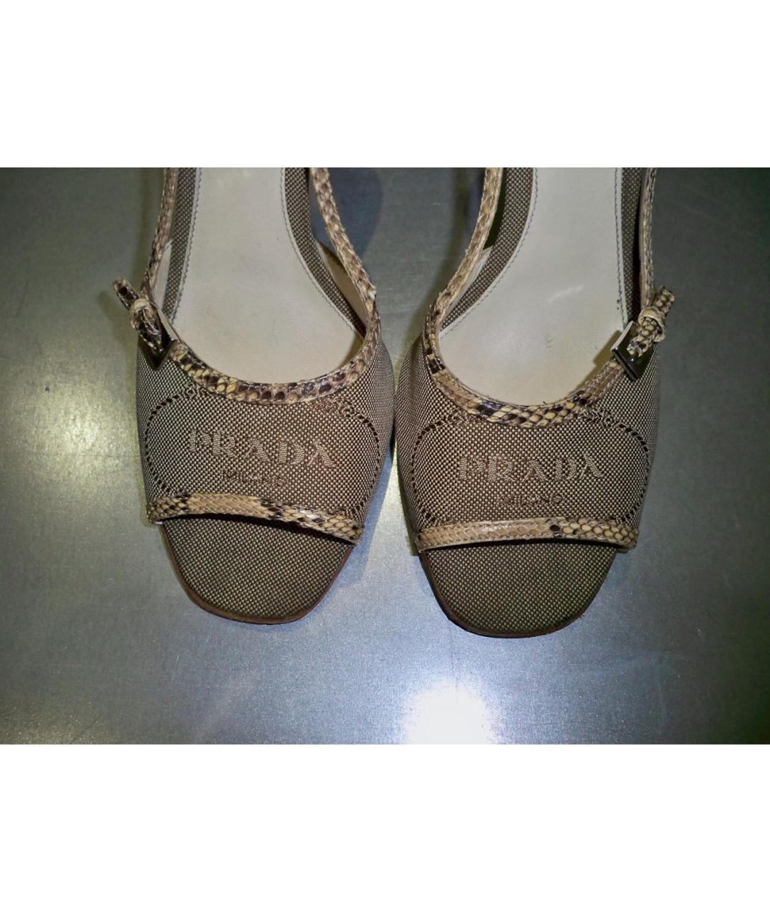 PRADA Бежевые текстильные босоножки, фото 3