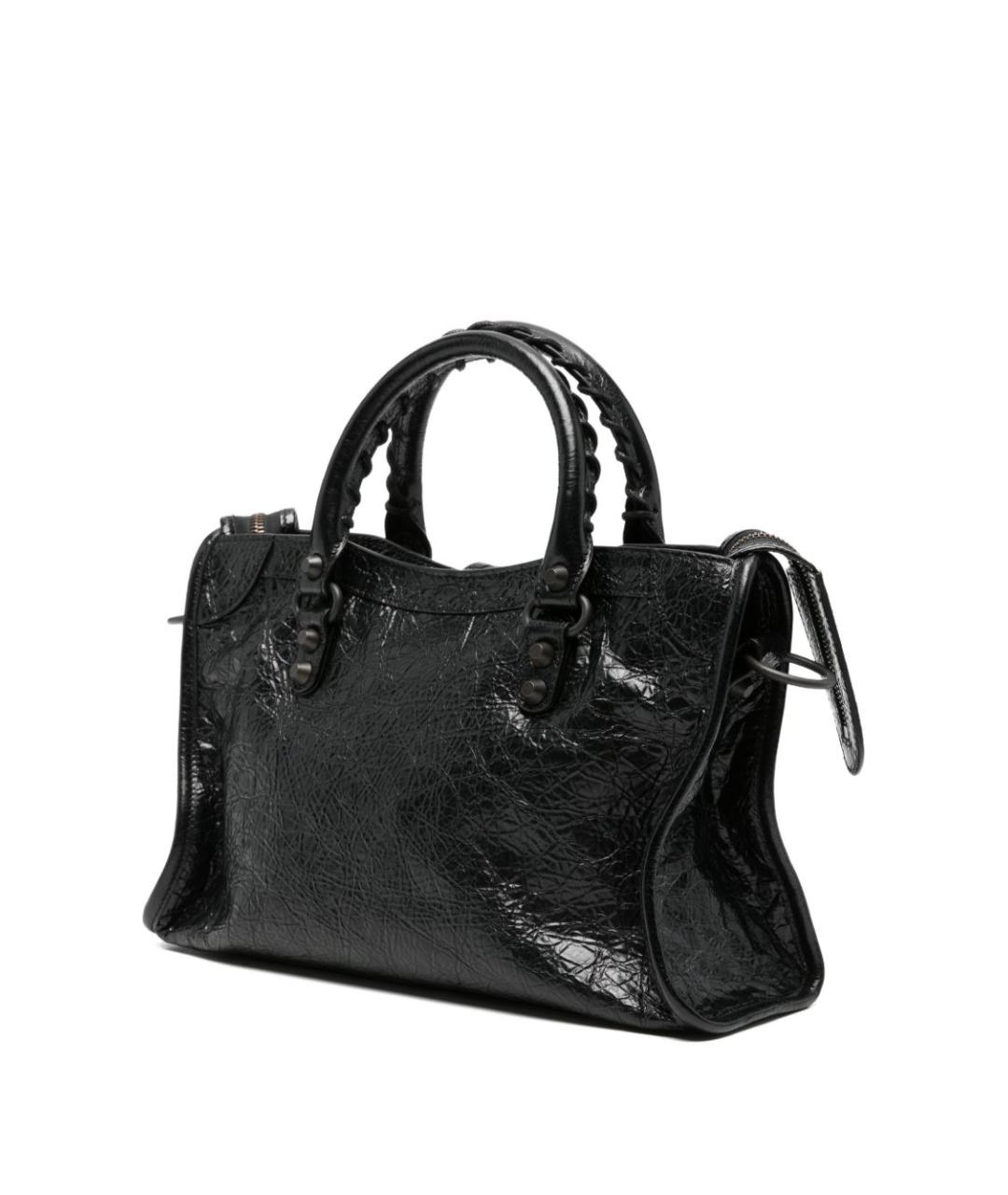BALENCIAGA Черная кожаная сумка тоут, фото 2