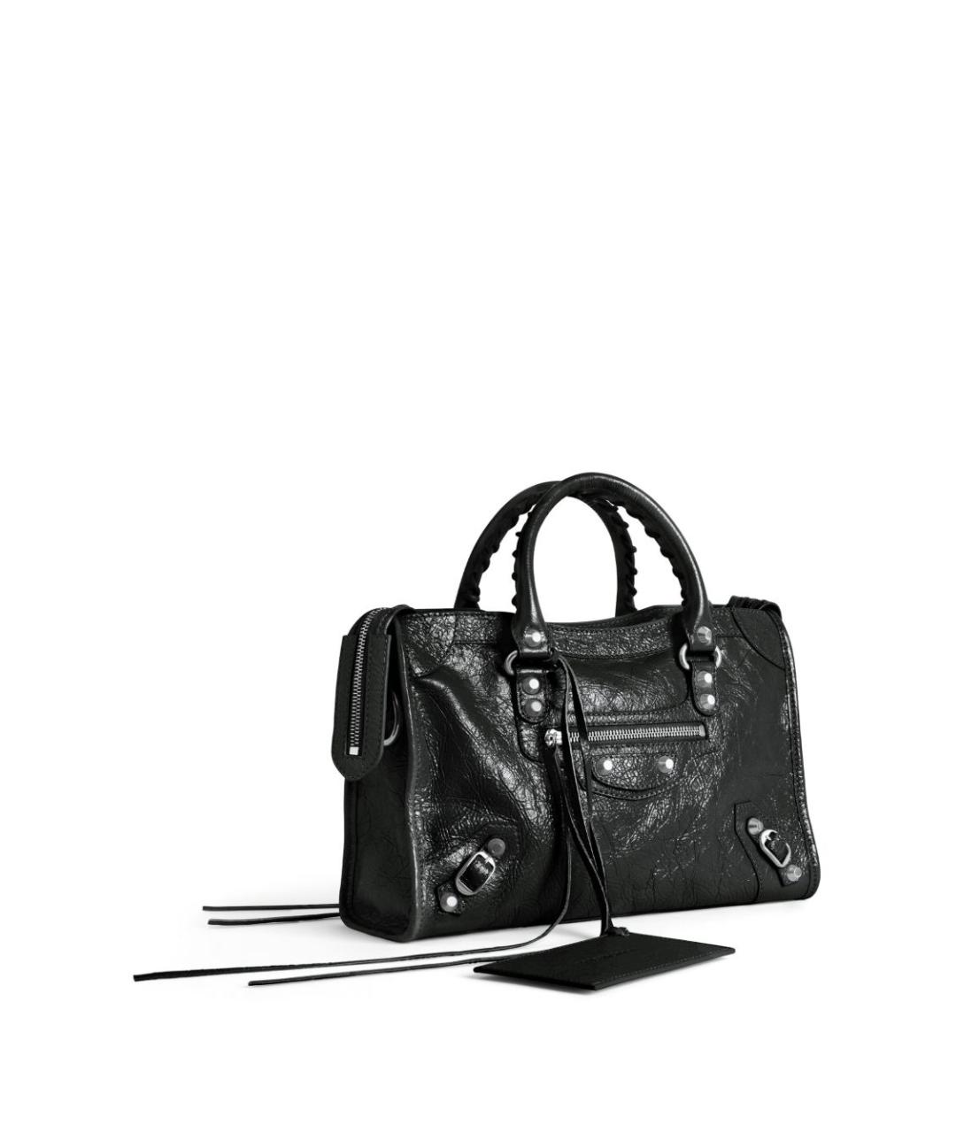 BALENCIAGA Черная кожаная сумка тоут, фото 5