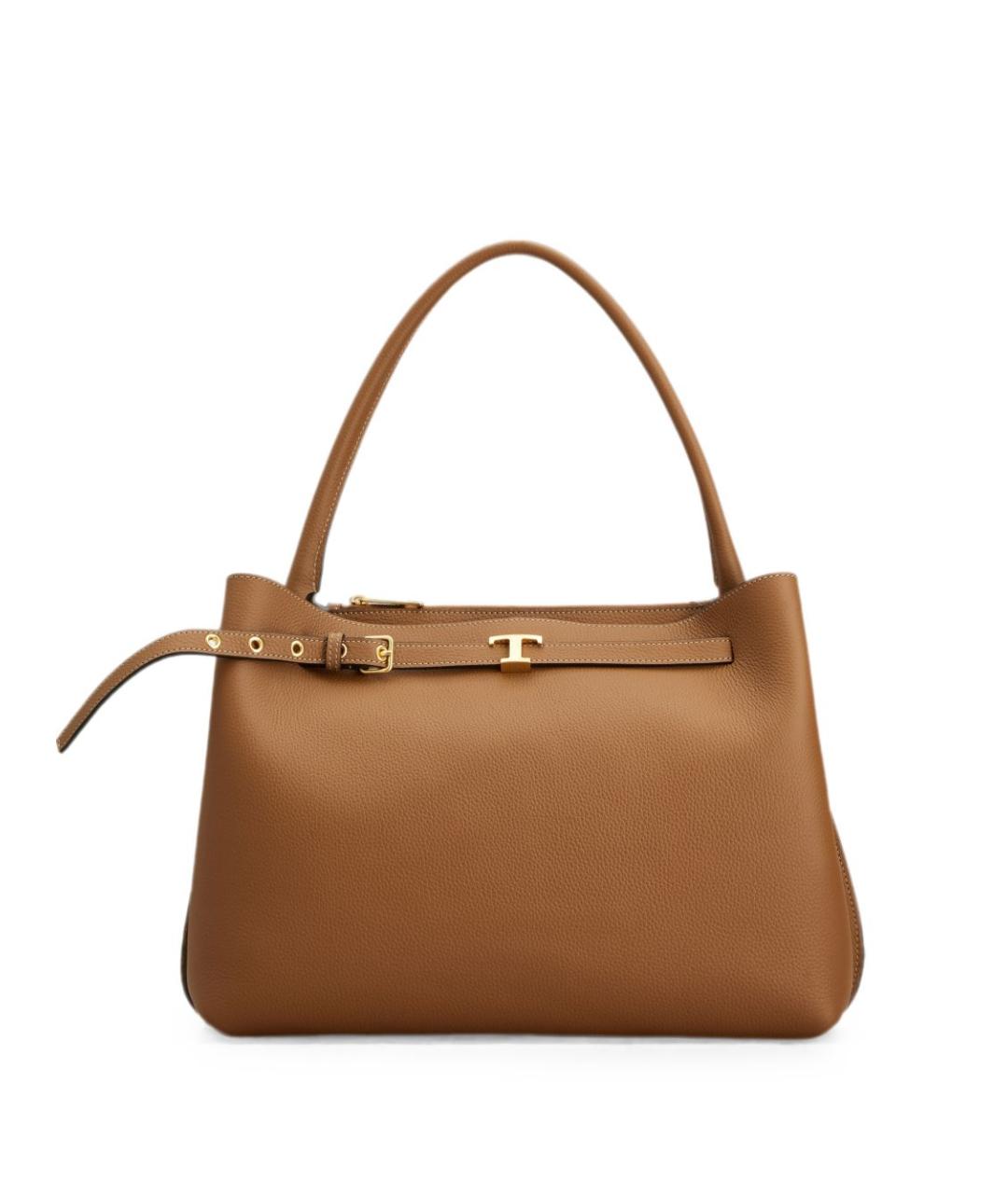 TOD'S Бежевая кожаная сумка тоут, фото 1