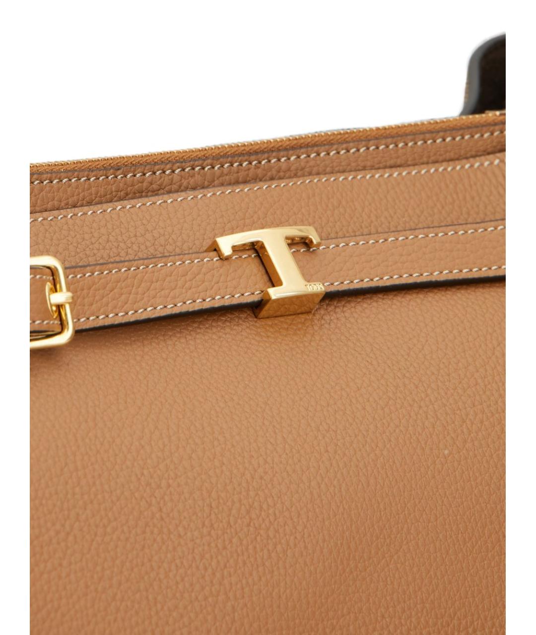 TOD'S Бежевая кожаная сумка тоут, фото 4
