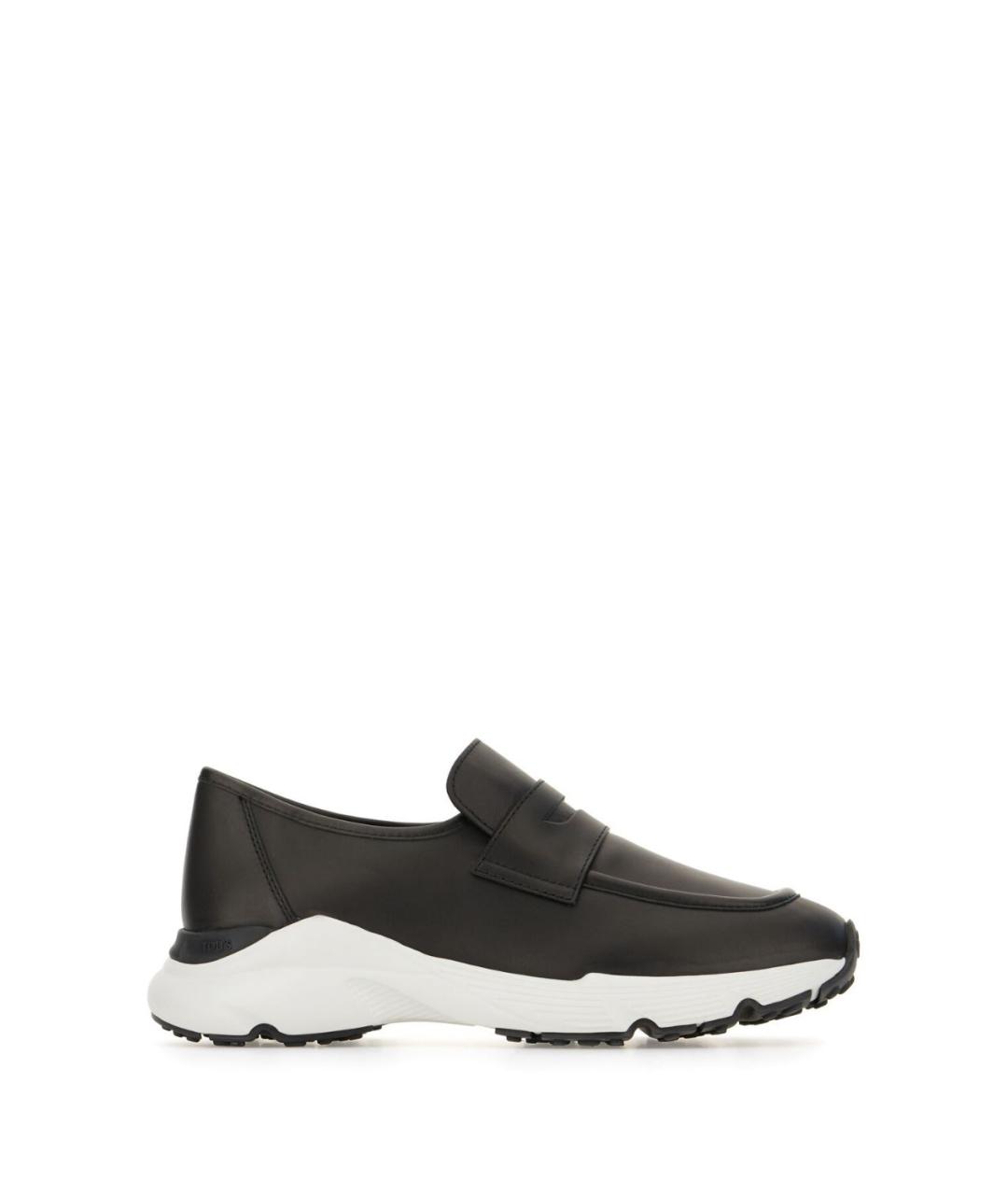 TOD'S Черные кожаные слипоны, фото 1